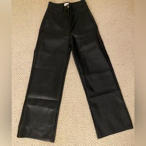 Aritzia Wilfred Melina Black Leather Pants